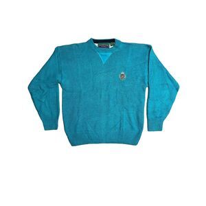 Vintage HUNTING HORN 45% Cotton Knit‎ Medium SWEATER Casual Men's GREEN